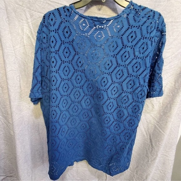 Malva 100% cotton blue short‎ sleeve lace tie jacket plus size XXL - Picture 5 of 7